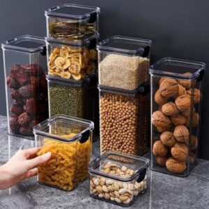 8pcs Airtight Transparent Acrylic Cereal Food Storage Containers